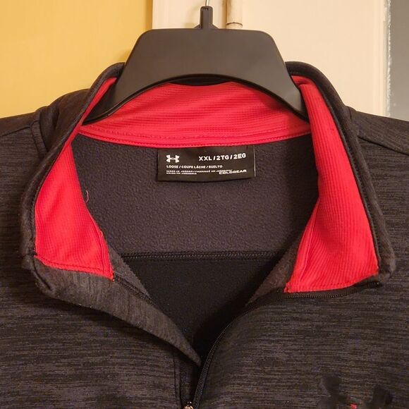 Under Armour Men's Coldgear Black & Gray Fleece Pullover Size 2XL - Picture 6 of 9